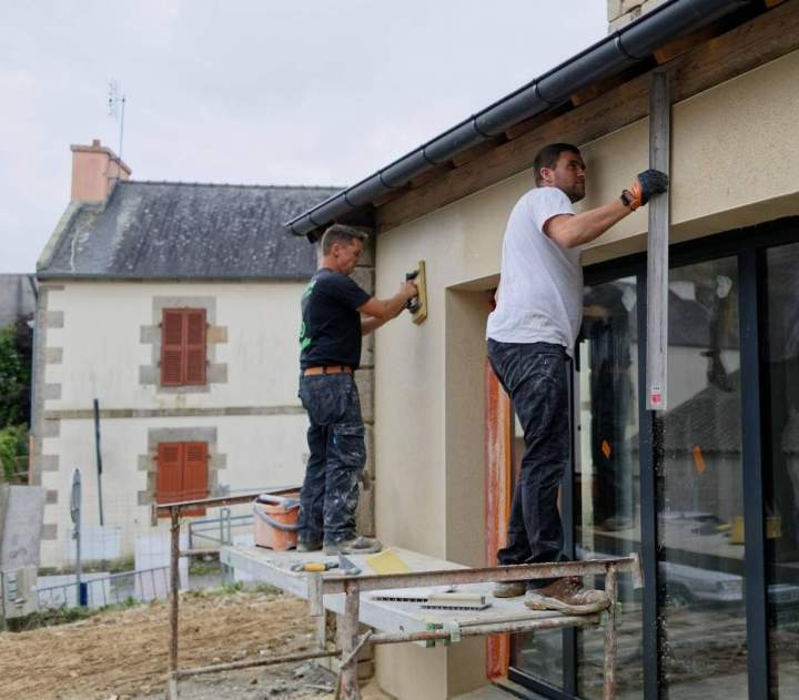 Pose d'enduit de chaux-chanvre Brest